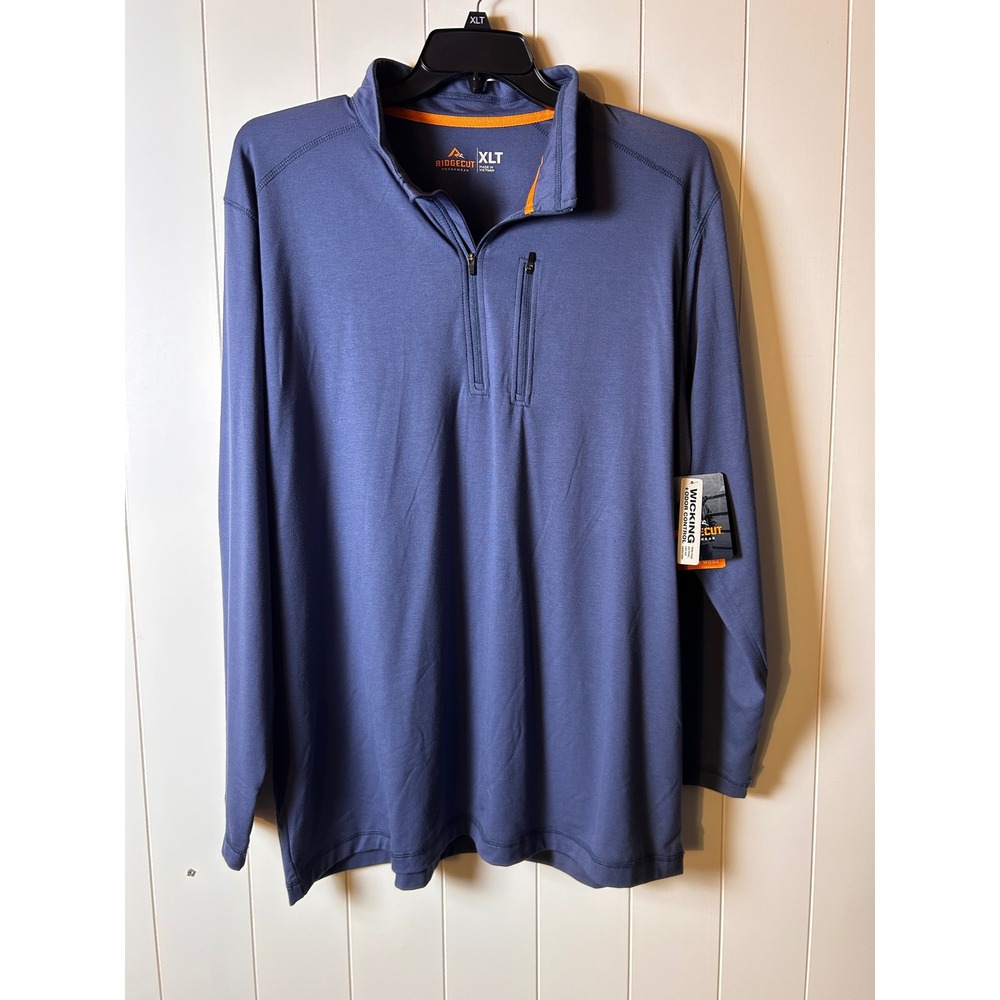Ridgecut Toughwear‎ Mens Active Tee Quarter Zip Blue Indigo XLT Tall